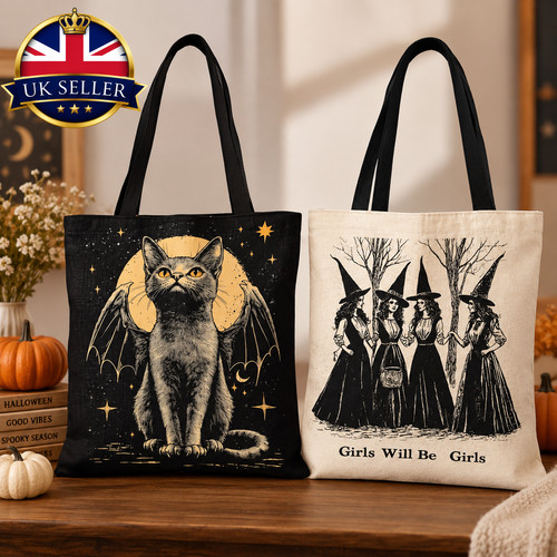 Vintage witch tote bag gothic - vintage,