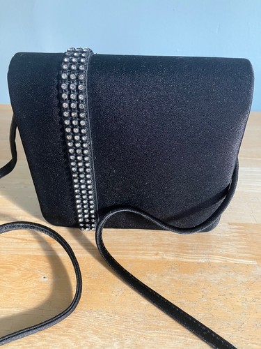 Vintage small black satin bag