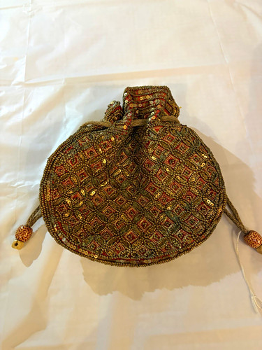 Vintage beaded drawstring - beaded,