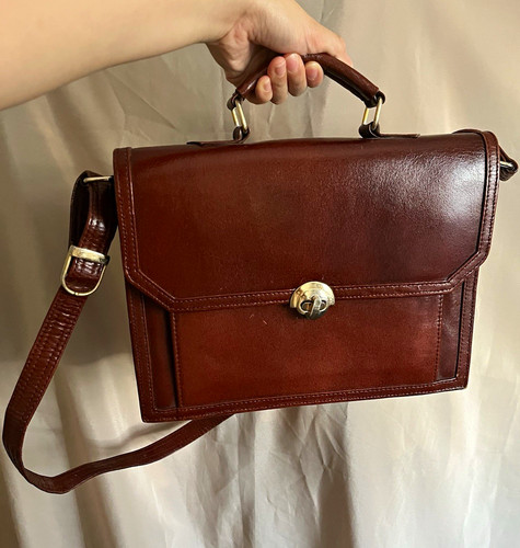 Vintage brown leather satchel - brown,
