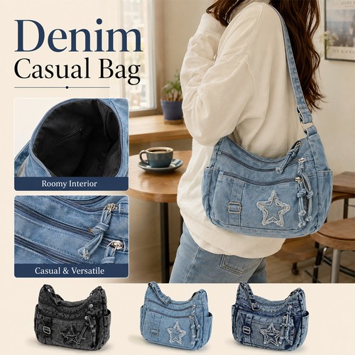Vintage star denim crossbody - vintage,