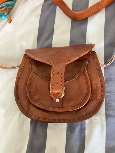 Brown leather satchel - brown,