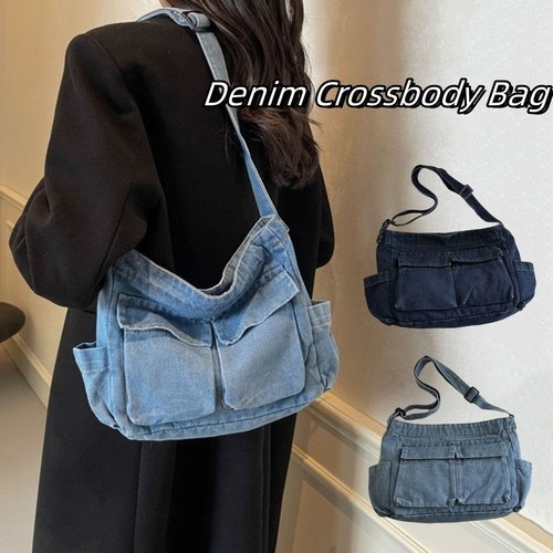 Vintage denim messenger - denim,