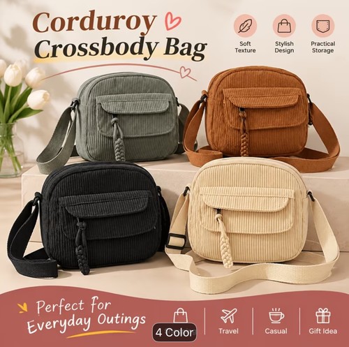 Vintage corduroy crossbody bag - vintage,