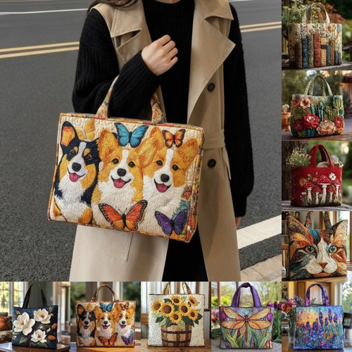 Vintage women quilted tote - quilted, bag