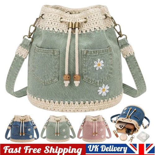 Vintage denim spliced crochet - denim,