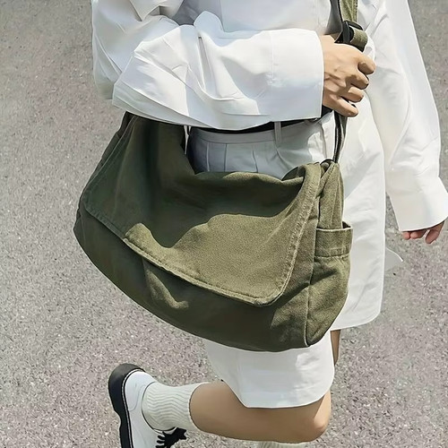 Women canvas messenger bag - canvas,