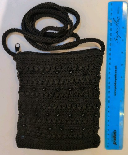Vintage black crochet beaded - crochet,